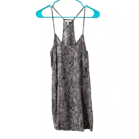 JOIE Women’s XS Cambridge 100% Silk Snake Print Mini Slip Dress Grey Black - Picture 1 of 10